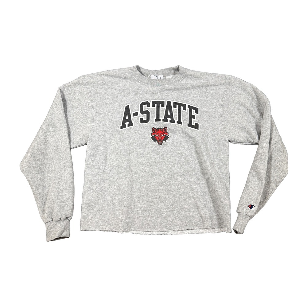 Champion Arkansas State Red Wolves Cropped Sweatshirt Mens M Gray A-State NCAA